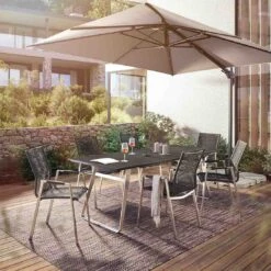 Musterring Portugal Gartentisch 200x95cm Edelstahl/HPL Silber/Graphit -GartenMöbelPro Verkäufe musterring portugal gartentisch 220x95cm edelstahl hpl 1472716 2