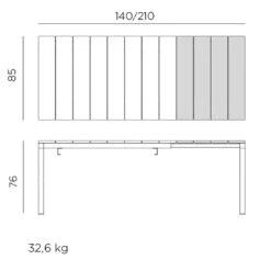 Nardi Rio Ausziehtisch 140/210x85x76 Aluminium/Kunststoff Weiß -GartenMöbelPro Verkäufe nardi rio ausziehtisch 140 210x85x76 alu kunststoff weiss 1008406 3