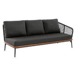 Niehoff Freeport Eck-/Endmodul Aluminium/Teak/Rope Anthrazit/Natur