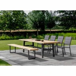 Niehoff Tavo Gartenbank 280cm Aluminium/Teak Anthrazit/Natur -GartenMöbelPro Verkäufe niehoff tavo 4 sitzerbank 280cm aluminium teak 1473090 2