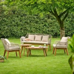 Outdoor Living Seville Loungeset 5-tlg. Akazie/Rope Braun/Sand -GartenMöbelPro Verkäufe outdoor living seville loungeset 5 ltg akazie rope 1428243 2