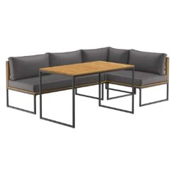 OUTLIV. Floris Dininglounge 3-tlg. Stahl/Akazie Schwarz/Grau -GartenMöbelPro Verkäufe outliv floris dininglounge 3 tlg stahl akazie schwarz grau 1241353 2