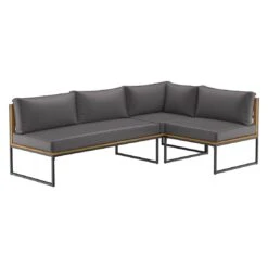 OUTLIV. Floris Dininglounge 3-tlg. Stahl/Akazie Schwarz/Grau -GartenMöbelPro Verkäufe outliv floris dininglounge 3 tlg stahl akazie schwarz grau 1241353 3