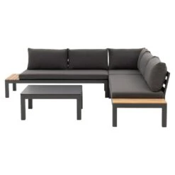 OUTLIV. Freddo Ecklounge 4-teilig Aluminium/Polster/Teak Dunkelgrau -GartenMöbelPro Verkäufe outliv freddo loungeecke 4 teilig aluminium polster teak 1355027 2