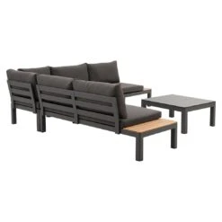 OUTLIV. Freddo Ecklounge 4-teilig Aluminium/Polster/Teak Dunkelgrau -GartenMöbelPro Verkäufe outliv freddo loungeecke 4 teilig aluminium polster teak 1355027 3