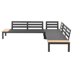 OUTLIV. Freddo Ecklounge 4-teilig Aluminium/Polster/Teak Dunkelgrau -GartenMöbelPro Verkäufe outliv freddo loungeecke 4 teilig aluminium polster teak 1355027 4