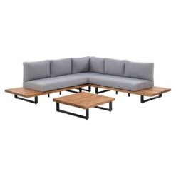 OUTLIV. Haven Ecklounge 3-tlg. Aluminium/Akazie Anthrazit/Natur Anthrazit/Natur -GartenMöbelPro Verkäufe outliv haven loungeecke 3 tlg aluminium akazie anthrazit natur 1434304 2