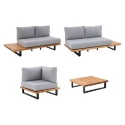 OUTLIV. Haven Ecklounge 3-tlg. Aluminium/Akazie Anthrazit/Natur Anthrazit/Natur -GartenMöbelPro Verkäufe outliv haven loungeecke 3 tlg aluminium akazie anthrazit natur 1434304 3
