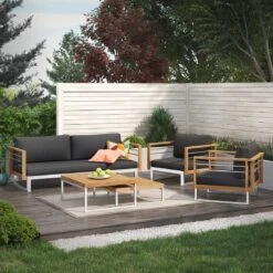 OUTLIV. Hawaii Gartensofa Edelstahl/Teak/Polster Dunkelgrau -GartenMöbelPro Verkäufe outliv hawaii 3 sitzersofa edelstahl teak polster dunkelgrau 1226206 10