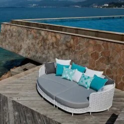 OUTLIV. Korsika Sonneninsel Geflecht Weiß/Grau -GartenMöbelPro Verkäufe outliv korsika sonneninsel geflecht weiss grau 990982 2