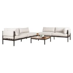 OUTLIV. Loungeset 4tlg. Aluminium/Teak Dunkelbraun/Beige -GartenMöbelPro Verkäufe outliv loungeset 4tlg aluminium teak 1435173 2