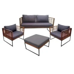 OUTLIV. Maui Loungeset 4-tlg. Stahl/Akazie/Polster Schwarz/Anthrazit -GartenMöbelPro Verkäufe outliv maui loungegruppe 4 tlg stahl akazie polster 1418409 2