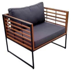 OUTLIV. Maui Loungeset 4-tlg. Stahl/Akazie/Polster Schwarz/Anthrazit -GartenMöbelPro Verkäufe outliv maui loungegruppe 4 tlg stahl akazie polster 1418409 6