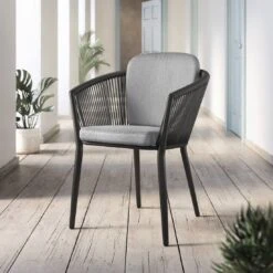 OUTLIV. Monet Gartensessel Aluminium/Rope Inkl. Kissen Schwarz/Dunkelgrau -GartenMöbelPro Verkäufe outliv monet diningsessel aluminium rope inkl kissen 1337284 2