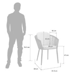 OUTLIV. Monet Gartensessel Aluminium/Rope Inkl. Kissen Schwarz/Dunkelgrau -GartenMöbelPro Verkäufe outliv monet diningsessel aluminium rope inkl kissen 1337284 3