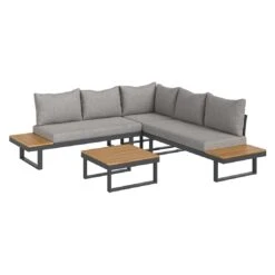 OUTLIV. Naxos Ecklounge Aluminium/Kunstfaser Dunkelgrau/Natur -GartenMöbelPro Verkäufe outliv naxos loungeecke aluminium akazie inkl kissen 1427385 2