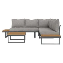 OUTLIV. Naxos Ecklounge Aluminium/Kunstfaser Dunkelgrau/Natur -GartenMöbelPro Verkäufe outliv naxos loungeecke aluminium akazie inkl kissen 1427385 5