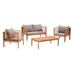 OUTLIV. Odense Loungeset 4-tlg. Akazie/Polyester Teak Look/Hellgrau -GartenMöbelPro Verkäufe outliv odense sofagruppe 4 tlg akazie polyester teak look hellgrau 1241397 2