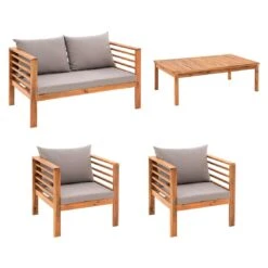 OUTLIV. Odense Loungeset 4-tlg. Akazie/Polyester Teak Look/Hellgrau -GartenMöbelPro Verkäufe outliv odense sofagruppe 4 tlg akazie polyester teak look hellgrau 1241397 3