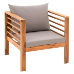 OUTLIV. Odense Loungeset 4-tlg. Akazie/Polyester Teak Look/Hellgrau -GartenMöbelPro Verkäufe outliv odense sofagruppe 4 tlg akazie polyester teak look hellgrau 1241397 9