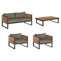 OUTLIV. Rhodos Loungeset 4-tlg. Aluminium/Teak/Olefin Anthrazit/Natur -GartenMöbelPro Verkäufe outliv rhodos sofagruppe 4 tlg aluminium teak olefin 1431719 3