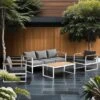 OUTLIV. Samos Loungeset 4-tlg. Aluminium/Spun-Poly Weiß/Dunkelgrau -GartenMöbelPro Verkäufe outliv samos sofagruppe 4 tlg aluminium polster weiss dunkelgrau 1329980 1
