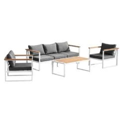 OUTLIV. Samos Loungeset 4-tlg. Aluminium/Spun-Poly Weiß/Dunkelgrau -GartenMöbelPro Verkäufe outliv samos sofagruppe 4 tlg aluminium polster weiss dunkelgrau 1329980 2