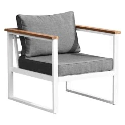 OUTLIV. Samos Loungeset 4-tlg. Aluminium/Spun-Poly Weiß/Dunkelgrau -GartenMöbelPro Verkäufe outliv samos sofagruppe 4 tlg aluminium polster weiss dunkelgrau 1329980 5