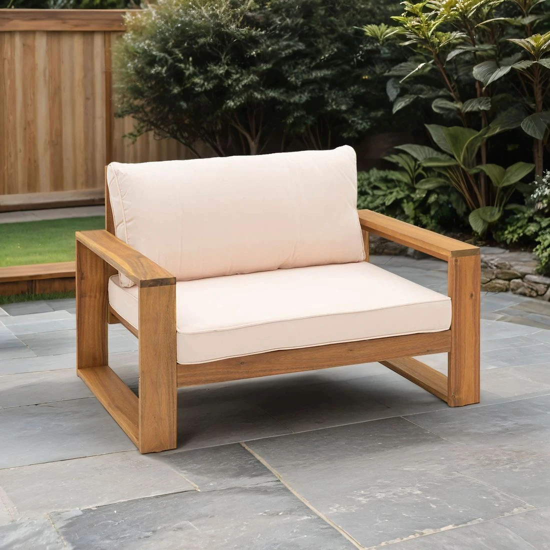 OUTLIV. Santa Cruz Loungesessel Akazie/Polyester Natur/Ecru 3 OUTLIV. Santa Cruz Loungesessel Akazie/Polyester Natur/Ecru