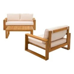 OUTLIV. Santa Cruz Loungeset 3-tlg. Akazie/Polyester Natur/Ecru -GartenMöbelPro Verkäufe outliv santa cruz loungeset 3 tlg akazie polyester 1376884 6