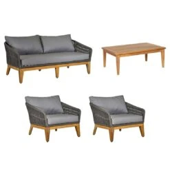 OUTLIV. Santorin Loungeset 4-tlg. Teak/Rope/Olefin Natur/Dunkelgrau -GartenMöbelPro Verkäufe outliv santorin loungegruppe 4 tlg teak rope olefin 1431785 3