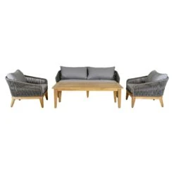 OUTLIV. Santorin Loungeset 4-tlg. Teak/Rope/Olefin Natur/Dunkelgrau -GartenMöbelPro Verkäufe outliv santorin loungegruppe 4 tlg teak rope olefin 1431785 4