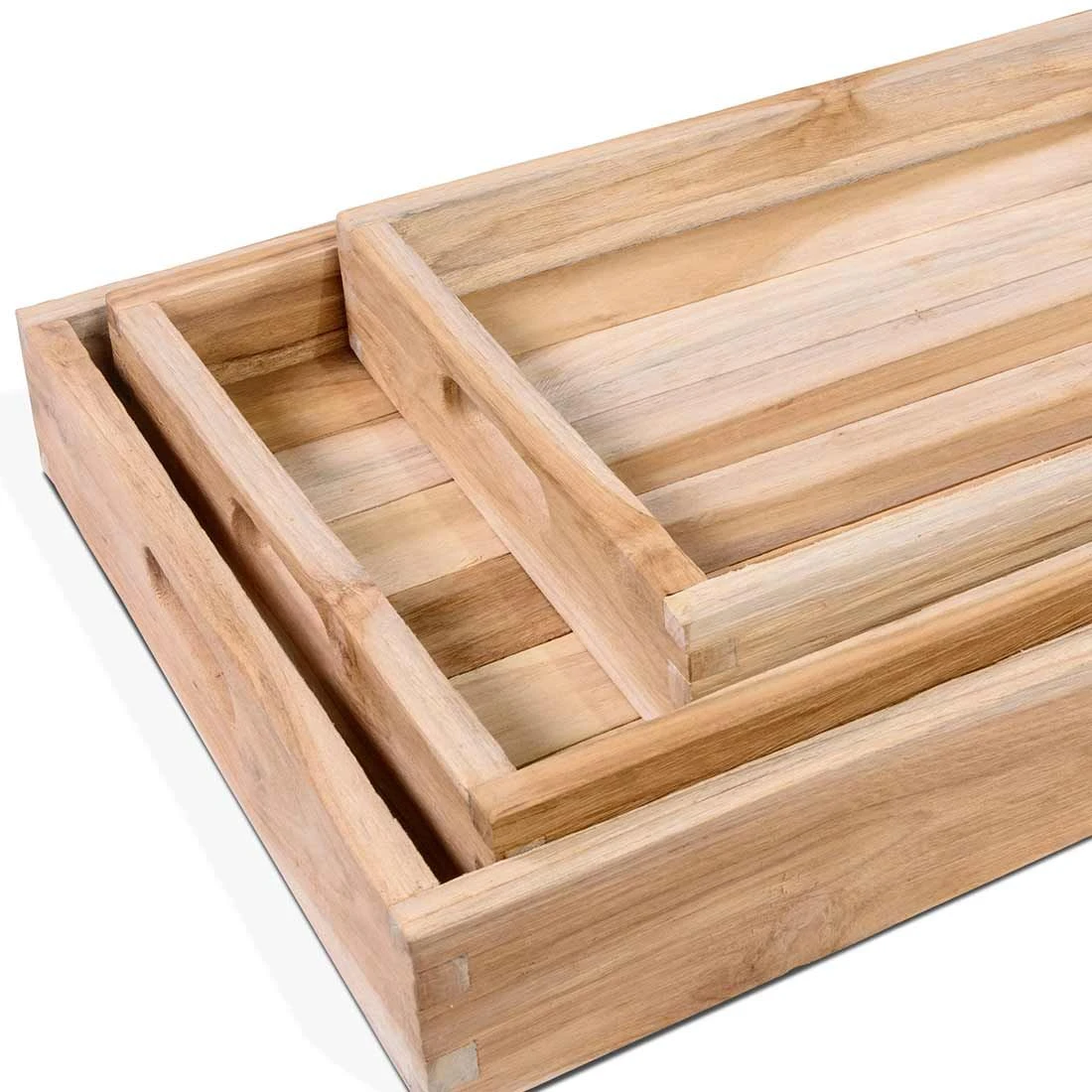 OUTLIV. Tray Tablett 3-tlg. Teak Recycelt 5 OUTLIV. Tray Tablett 3-tlg. Teak Recycelt – Bild 3