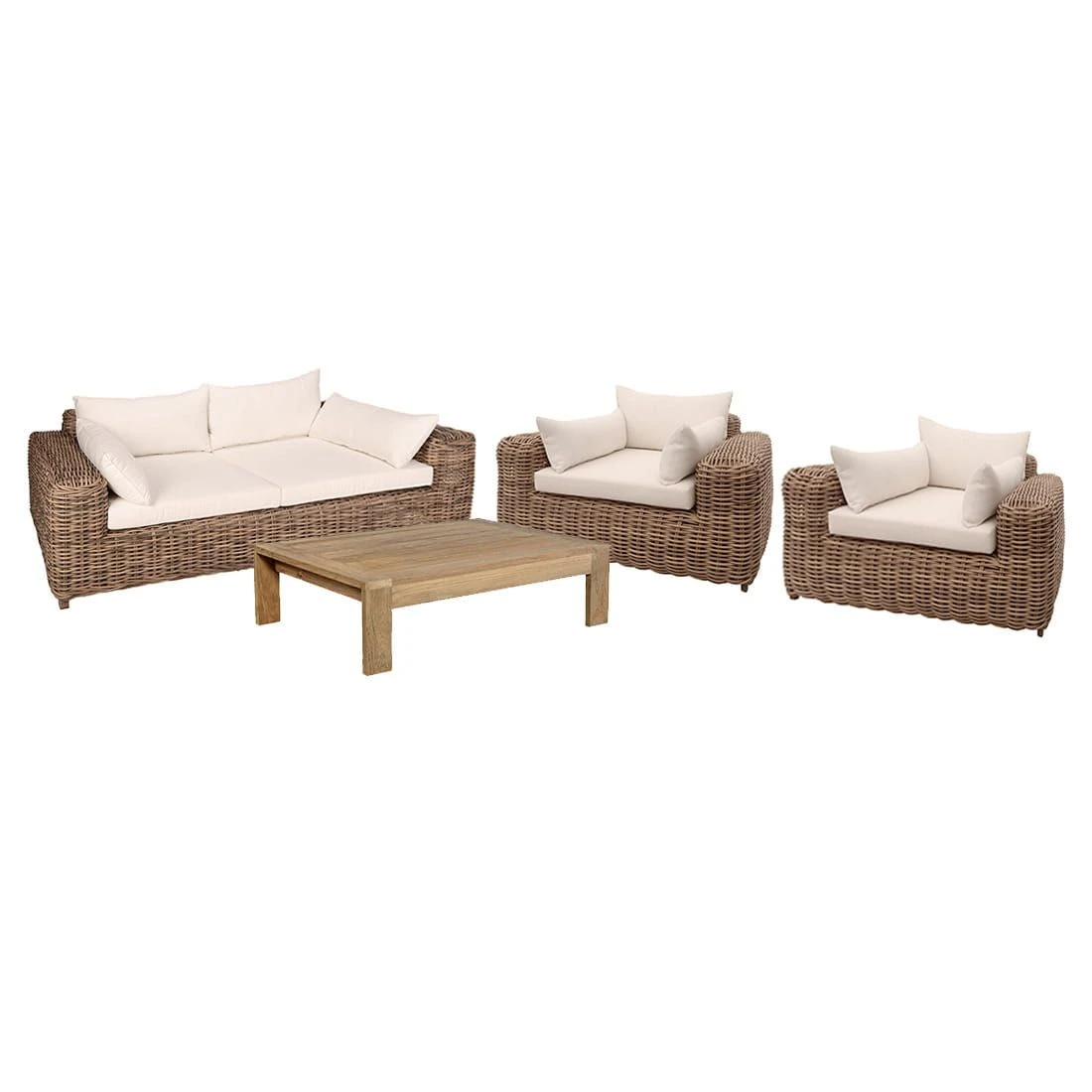 OUTLIV. Versailles Loungeset 4-tlg. Geflecht/Polyester Mixed Beige 4 OUTLIV. Versailles Loungeset 4-tlg. Geflecht/Polyester Mixed Beige – Bild 2