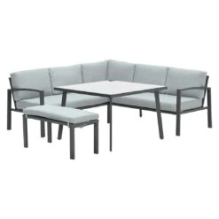 OUTLIV. Wellington Dininglounge 3-tlg. Aluminium/Polster Carbon Black/Mint Grey Carbon Black/Mint Grey -GartenMöbelPro Verkäufe outliv wellington loungeecke aluminium polster carbon black mint grey 1247414 2