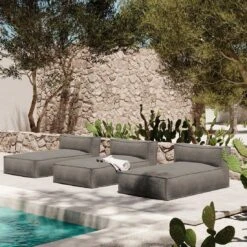 ROOLF Living Silky Loungesessel Polypropylen/Chenille Anthrazit -GartenMöbelPro Verkäufe roolf living silky sitzsack longchair 1467271 2