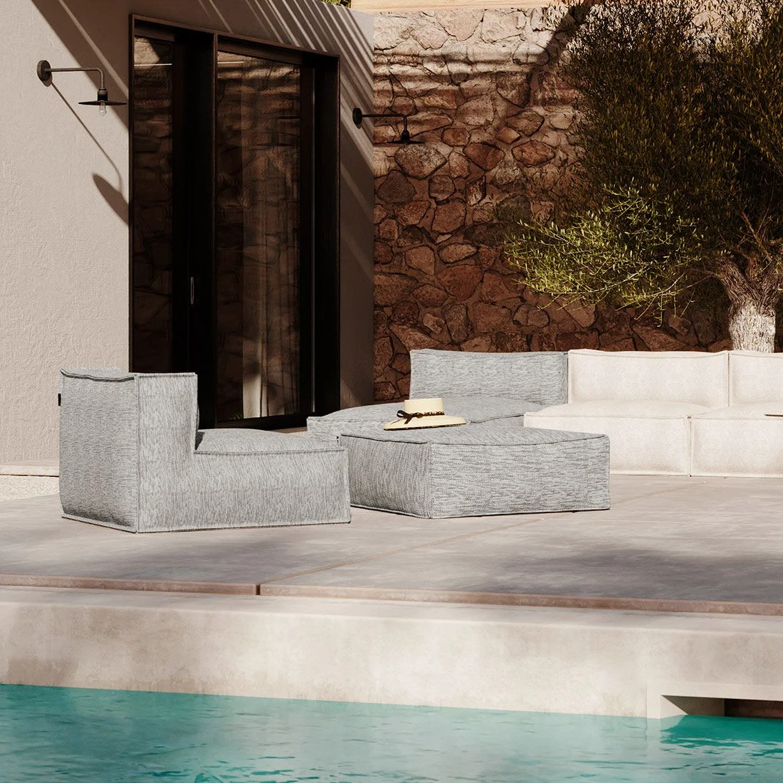 ROOLF Living Silky Loungehocker Polypropylen/Chenille Grau 4 ROOLF Living Silky Loungehocker Polypropylen/Chenille Grau – Bild 2