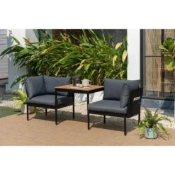 LifestyleGarden Colobus Loungeset 3-tlg. Aluminium/Textilene Schwarz/Dunkelgrau -GartenMöbelPro Verkäufe scancom colobus loungeset 3 tlg aluminium textilene 1411435 13