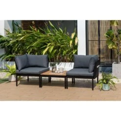 LifestyleGarden Colobus Loungeset 3-tlg. Aluminium/Textilene Schwarz/Dunkelgrau -GartenMöbelPro Verkäufe scancom colobus loungeset 3 tlg aluminium textilene 1411435 8