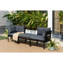 LifestyleGarden Colobus Loungeset 3-tlg. Aluminium/Textilene Schwarz/Dunkelgrau -GartenMöbelPro Verkäufe scancom colobus loungeset 3 tlg aluminium textilene 1411435 9