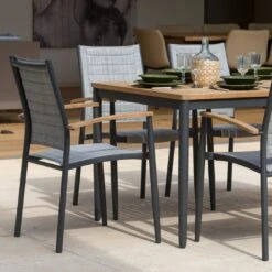 LifestyleGarden Topaz Stapelsessel Aluminium/Teak Grau -GartenMöbelPro Verkäufe scancom topaz stapelstuhl aluminium teak 1449110 2