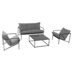 Schöner Wohnen Ameland Loungeset 4-tlg. Aluminium/Sunbrella Schwarz/Grau -GartenMöbelPro Verkäufe schoener wohnen ameland loungeset 4 tlg aluminium sunbrella 1470494 2