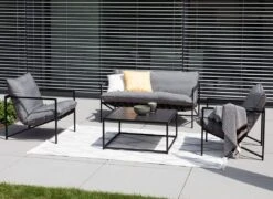 Schöner Wohnen Ameland Loungeset 4-tlg. Aluminium/Sunbrella Schwarz/Grau -GartenMöbelPro Verkäufe schoener wohnen ameland loungeset 4 tlg aluminium sunbrella 1470494 8