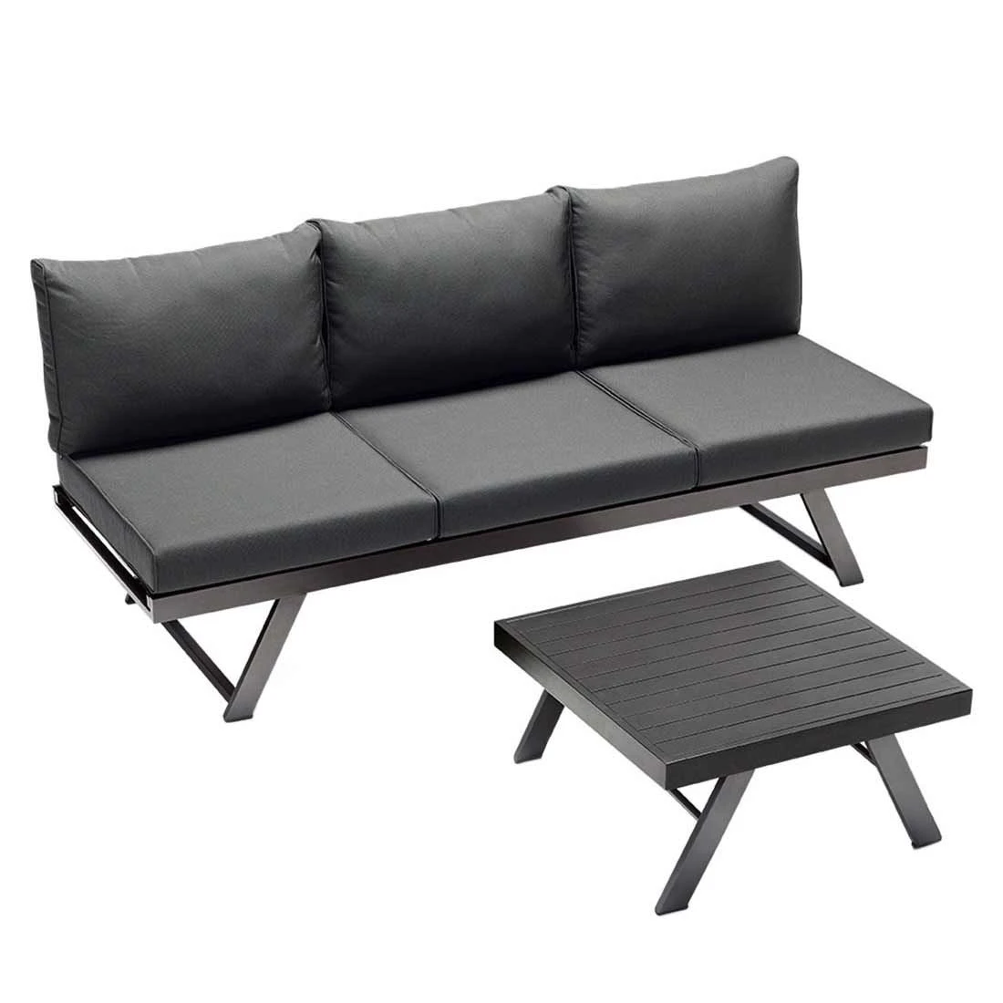 Sieger Auckland Gartensofa 2-tlg. Aluminium/Sunproof Eisengrau/Grau 4 Sieger Auckland Gartensofa 2-tlg. Aluminium/Sunproof Eisengrau/Grau – Bild 2