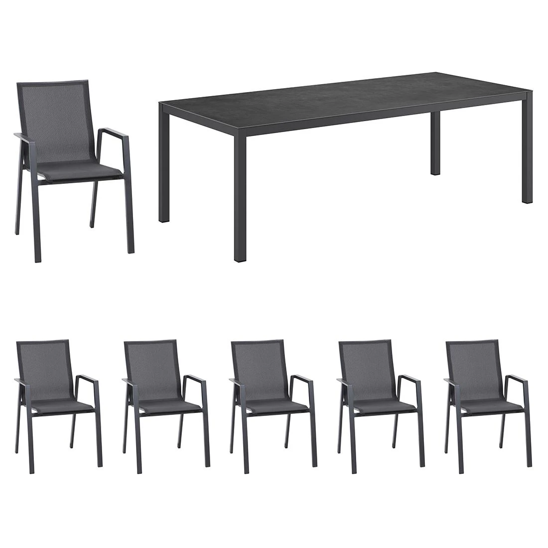 Siena Garden Reno Gartenmöbelset 7-tlg. Mit Tisch 220x100 Cm Anthrazit/Grau 3 Siena Garden Reno Gartenmöbelset 7-tlg. Mit Tisch 220x100 Cm Anthrazit/Grau