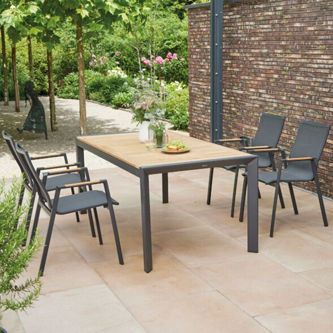 Siena Garden Rondo Stapelsessel Aluminium/Ranotex-Gewebe Matt Anthrazit/Grau 4 Siena Garden Rondo Stapelsessel Aluminium/Ranotex-Gewebe Matt Anthrazit/Grau – Bild 2