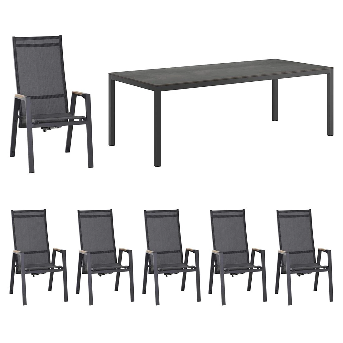 Siena Garden Savona Move Gartenmöbelset 7-tlg.+Tisch 220x100 Cm Anthrazit/Schwarz-Silber 3 Siena Garden Savona Move Gartenmöbelset 7-tlg.+Tisch 220x100 Cm Anthrazit/Schwarz-Silber