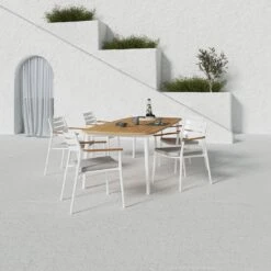 Solpuri Pia Stapelsessel Aluminium/Teak Inkl. Kissen White/Natur -GartenMöbelPro Verkäufe solpuri pia stapelsessel aluminium teak inkl kissen 1470362 5