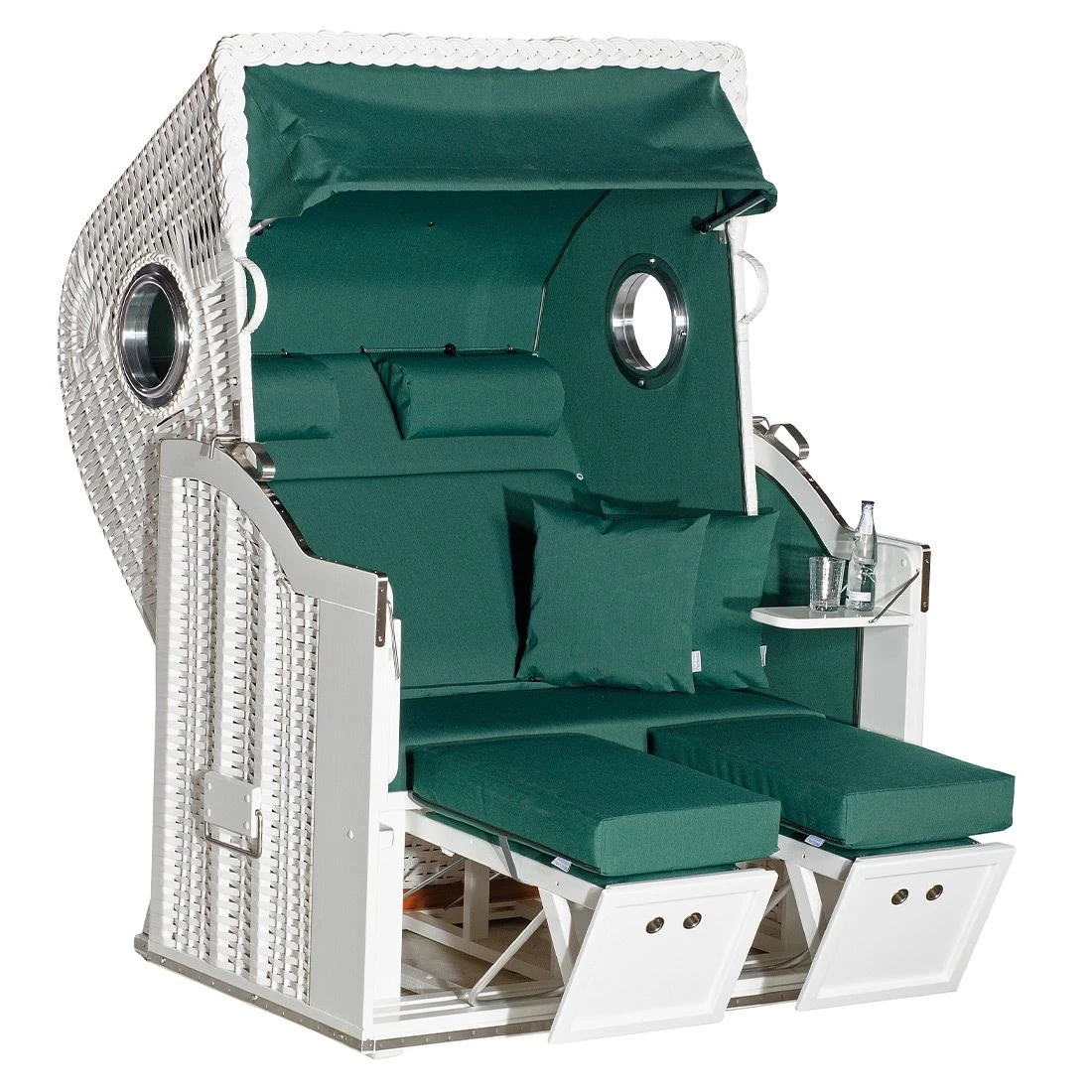 SonnenPartner Classic Strandkorb Geflecht/Fichte Weiß/Moosgrün 3 SonnenPartner Classic Strandkorb Geflecht/Fichte Weiß/Moosgrün