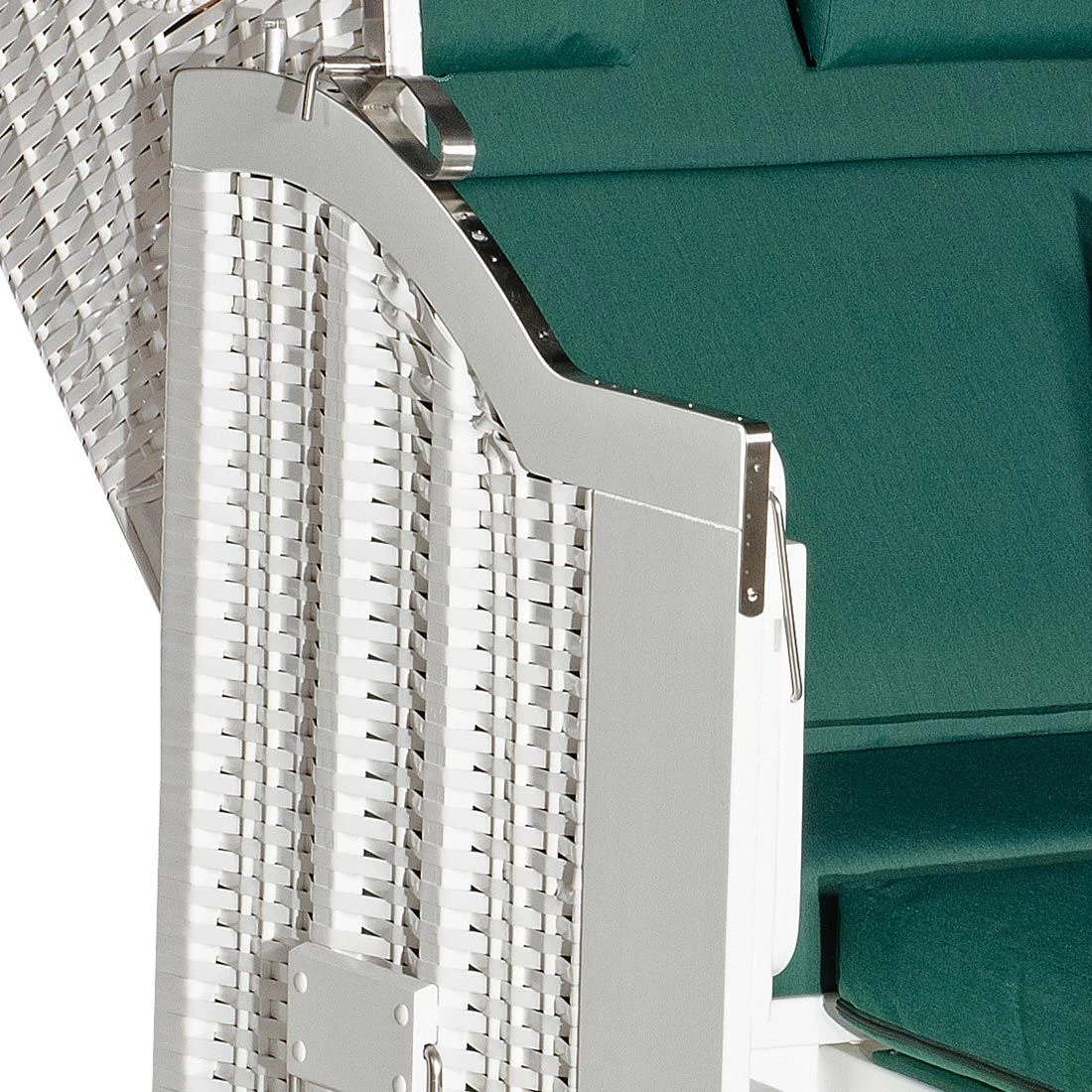 SonnenPartner Classic Strandkorb Geflecht/Fichte Weiß/Moosgrün 6 SonnenPartner Classic Strandkorb Geflecht/Fichte Weiß/Moosgrün – Bild 4